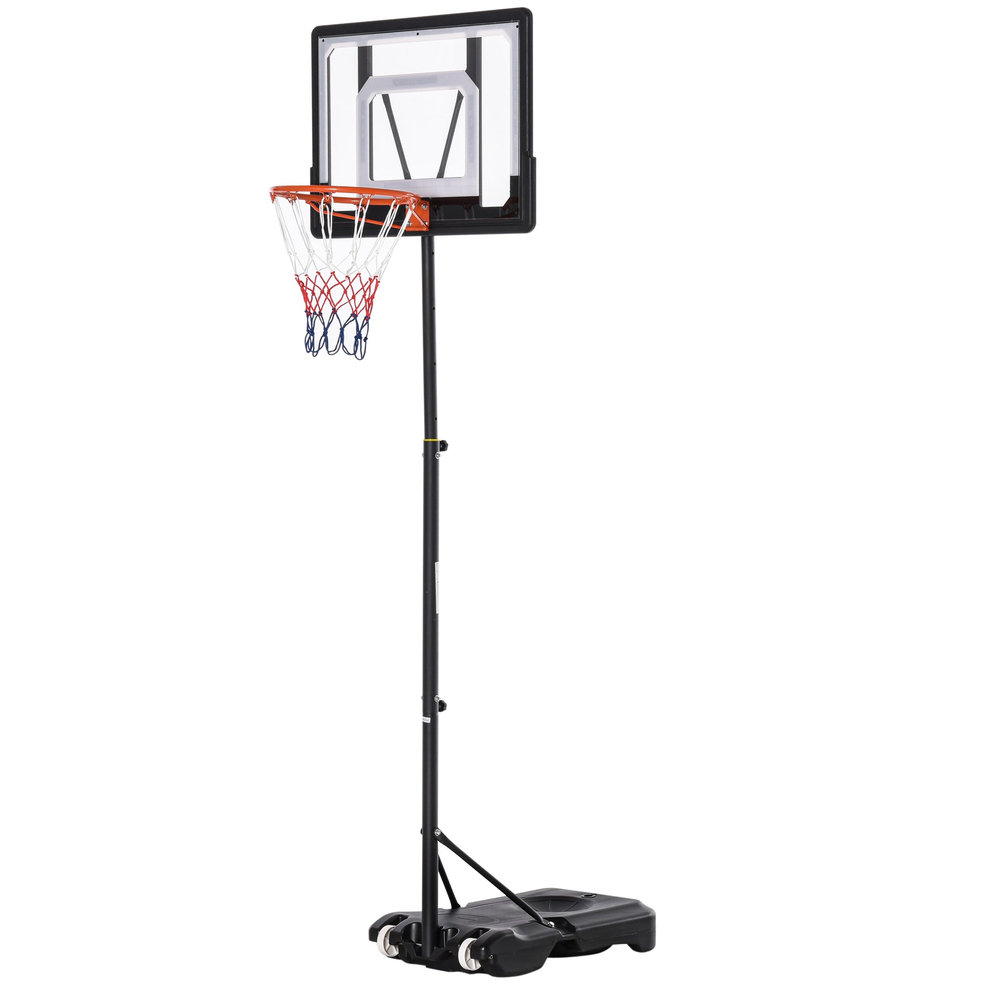 Soozier Portable Basketball Hoop System Stand With 33In Backboard, Height Adjustable 5Ft 7Ft For Indoor Outdoor Use Black Steel