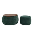 Round Storage Ottoman, 2 In 1 Function, Work As End Table And Ottoman,With Small Seat,Green 25