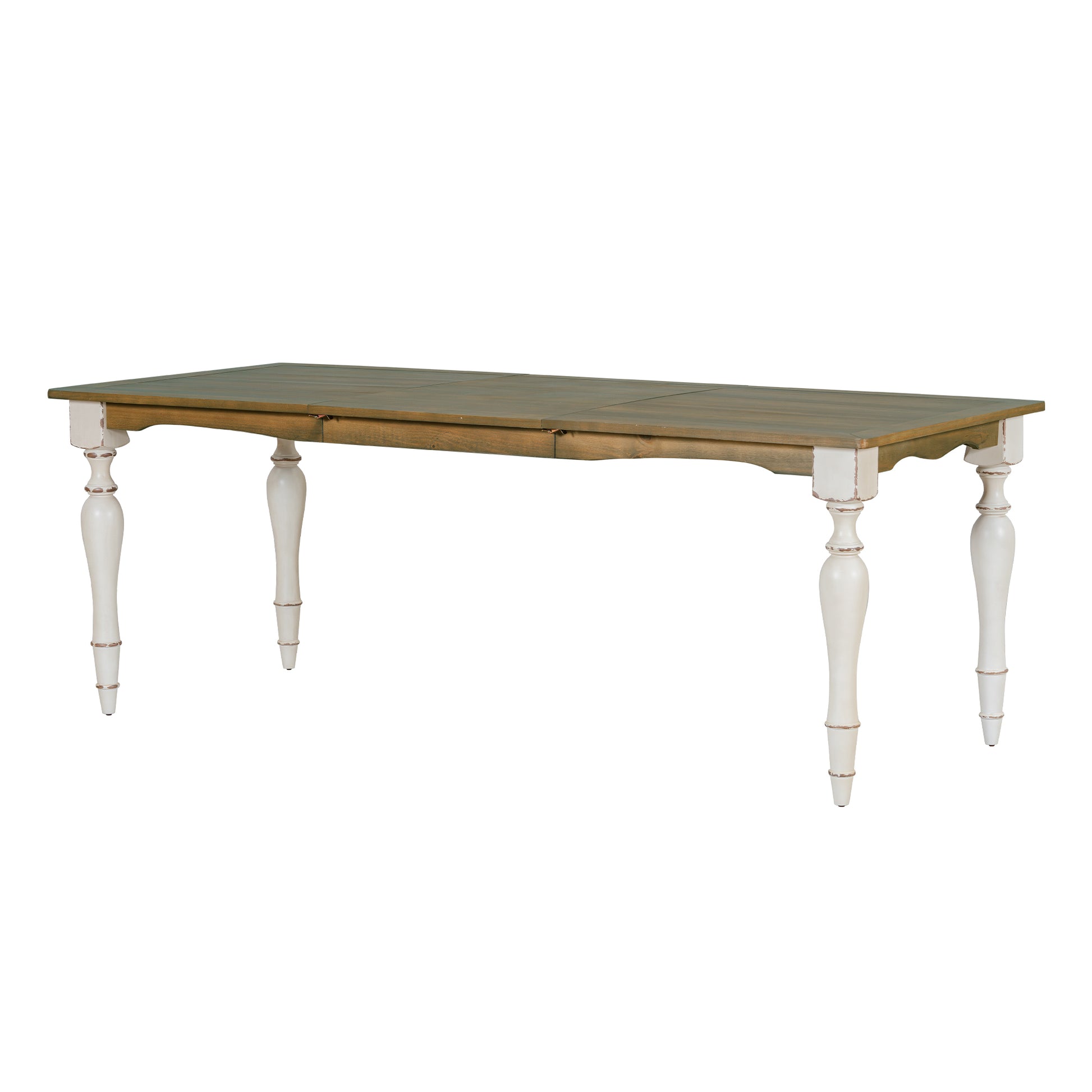 Vintage Traditional 82.7Inch Extendable Dining Table With 23.6Inch Removable Leaf, Brown Cream Cream Brown Seats 8 Dining Room Traditional Rubberwood Rectangular Rubber Wood