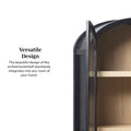 Modern 5 Shelf Arched Tall Bookcase With Glass Doors Black Black Mdf Mdf