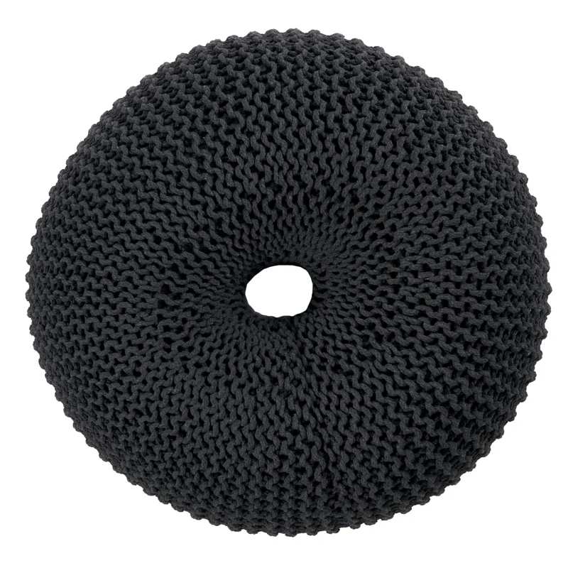 Knited Pouf Dark Grey Cotton