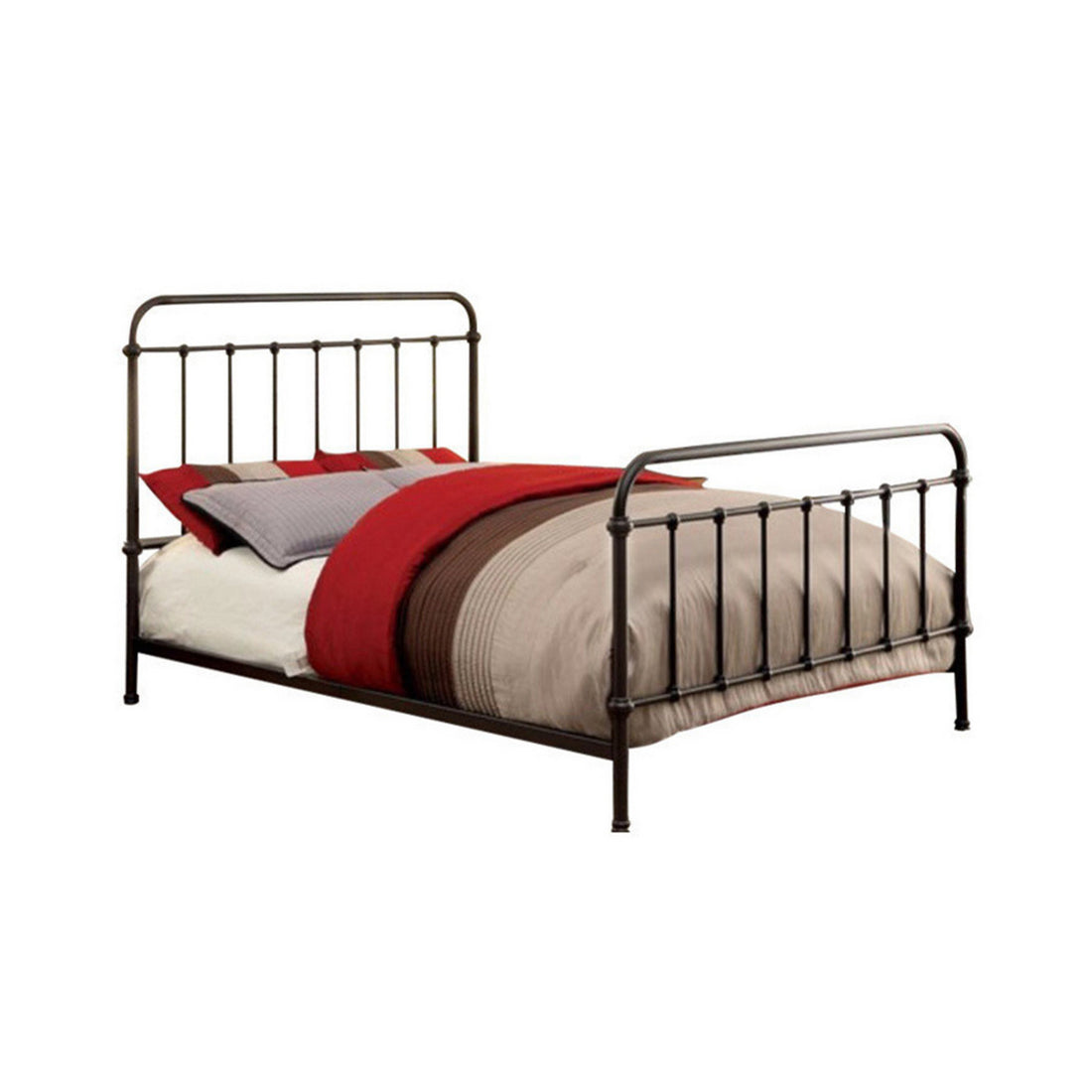 Metal Full Size Platform Bed With Headboard & Footboard, Deep Bronze Bronze Metal