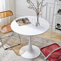 Modern Round Dining Table, 31.5'' Kitchen Dining Room Furniture, Coffee Table, Leisure Table, Living Room Table, White White Mdf Metal
