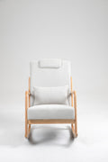 Rocking Chair Upholstered Fabric Rocking Armchair Indoor With High Backrest Glider Chairs And Lumbar Pillow For Living Room Beige Linen