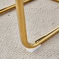 Table And Chair Set.Modern Rectangular Dining Table With Transparent Tempered Glass Tabletop And Gold Plated Metal Legs.Paried With 6 Comfortable Chairs With Pu Seats And Golden Metal Legs. Transparent,White Gold Seats 6 Glass Metal