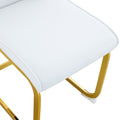 Luxury Simple Arch Chair Set Of 4 White Pu Material High Resilience Dining Chair With Arched Metal Gold Leg. White Gold Metal,Pu