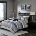 7 Piece Jacquard Comforter Set Navy Cal King California King Navy Polyester