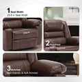 Leather Massage Recliner Chair Manual Living Room Reclining Sofa Brown Faux Leather Manual Handle Metal Primary Living Space Soft Cushion Back Heavy Duty American Design,American Traditional,Antique,Classic Pillow Top Arms Foam Pu Leather