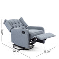 Classic Design, Manual Recliner Chair With 360 Degree Swivel Charcoal Fabric