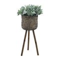 S 2 Bamboo Planters On Stands Black Brown Bamboo