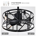 20''Industrial 5 Blade Ceiling Fan With Remote Control ,5 Abs Blades Small Size Ceiling Fan Matte Black Abs Metal