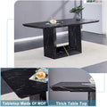 Table And Chair Set.This Modern Dining Table With Mdf Marbled Design Gives You A Luxurious And Elegant Feel.Paired With Multiple Chairs With Pu Artificial Leather Backrest Cushions And Black Legs. Black Seats 6 Mdf