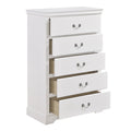 Classic Traditional 1Pc Wooden Chest Of 5 Drawers White Finish Bedroom Furniture White Wood