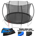 12Ft Trampoline Double Side Color Pad Trampoline For Kids And Adults With Enclosure Net And Ladder,Curved Fence Pole Black Steel Steel