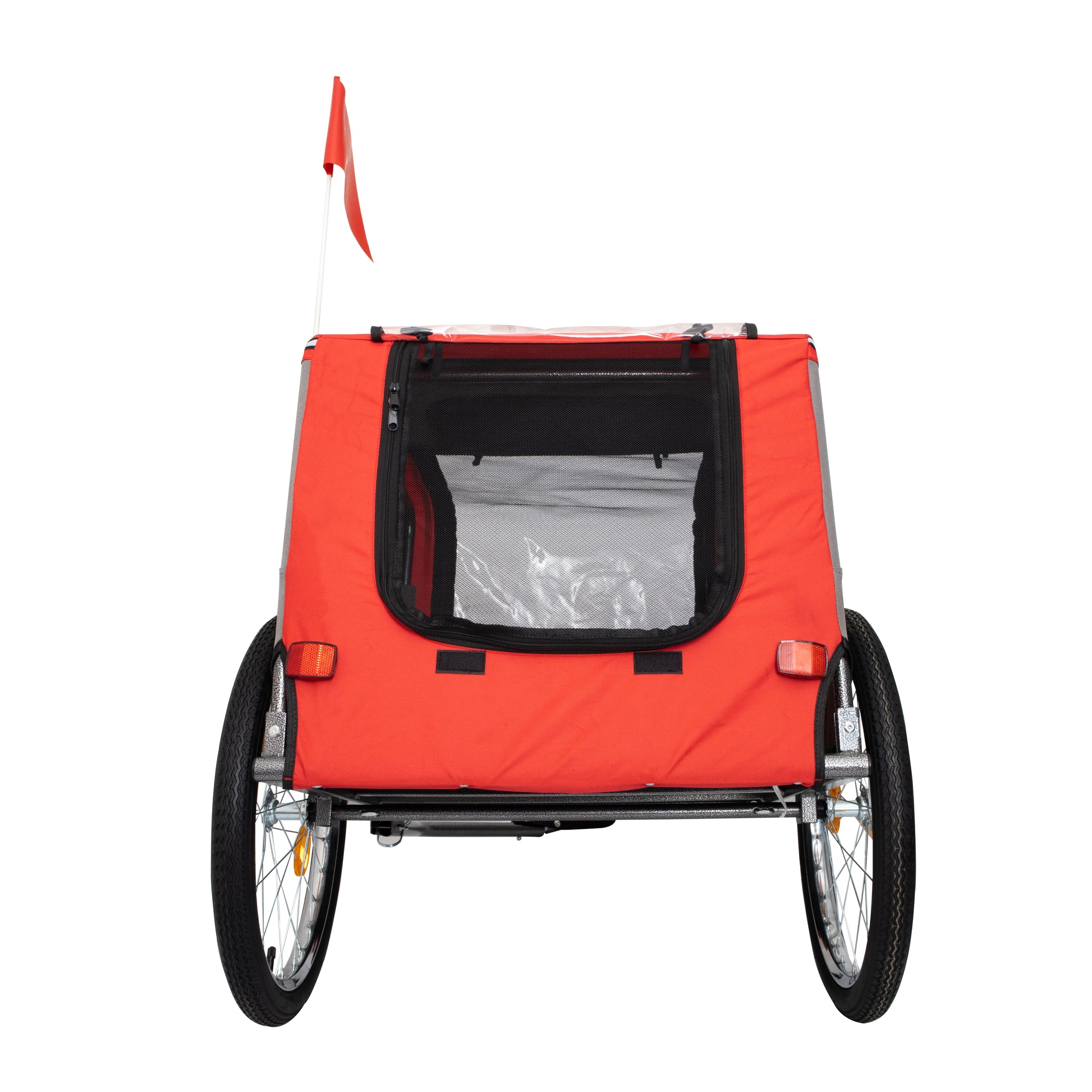 Outdoor Heavy Duty Foldable Utility Pet Stroller Dog Carriers Bicycle Trailer Grey Red Fabric Steel