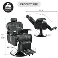 Heavy Duty Reclining Barber Chair,All Purpose Hydraulic Recline Barber Chair Salon Beauty Styling Chair360 Swivel&Height Adjustable,For Barber Shop & Beauty Salon,Spa Tattoo Styling Equipment,Black