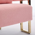 Ts Modern Decorative Chair, Living Room Side Chair With Gold Metal Legs, No Wheels, Suitable For Dressing Area, Reception Room, Office,Teddy Fleece Upholstered Metal Foot Sofas 2Pcs Pink Pink Teddy