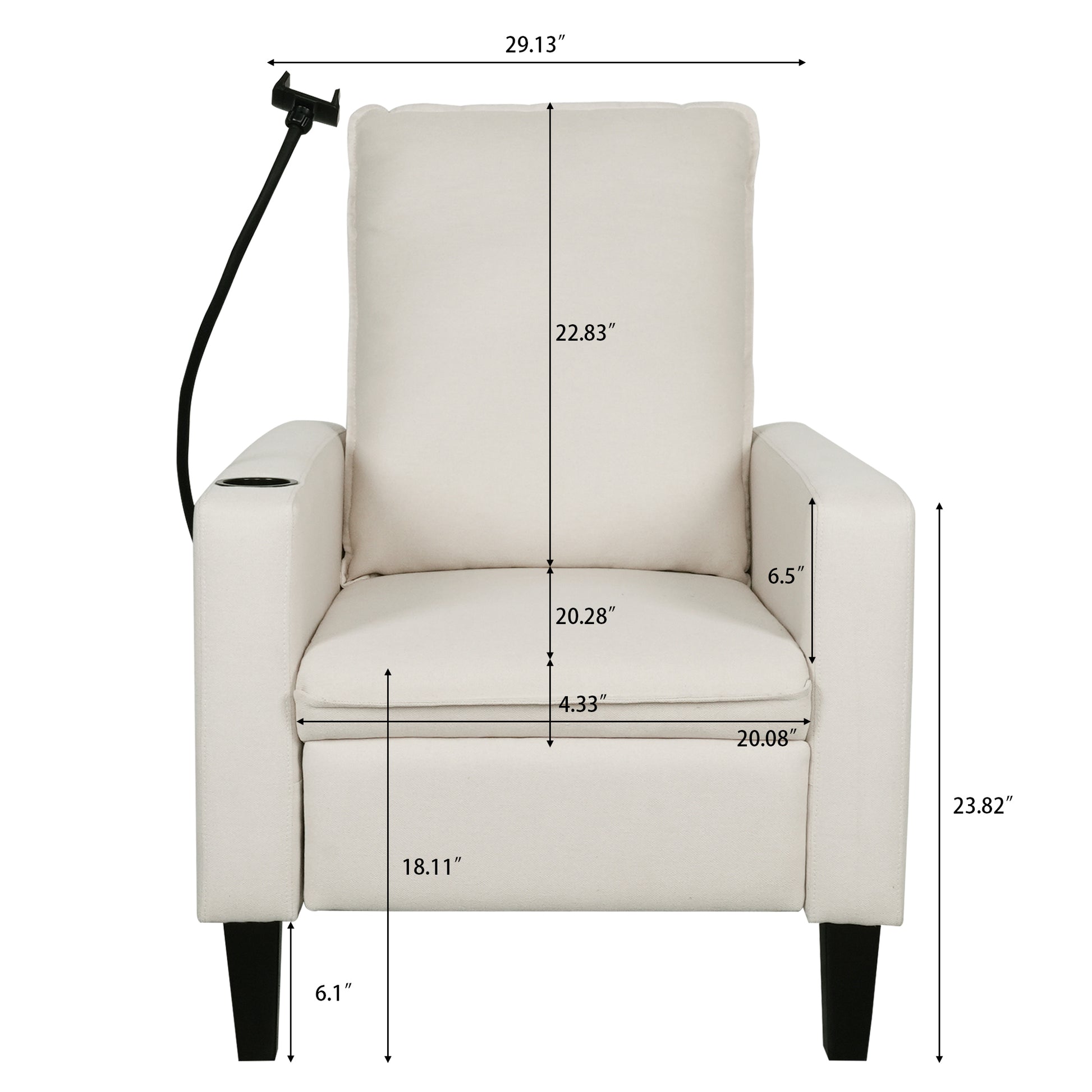 Recliner Chairs For Adults, Adjustable Recliner Sofa With Mobile Phone Holder & Cup Holder, Modern Reclining Chairs Fabric Push Back Recliner Chairs For Living Room, Bedroom, Beige Beige Foam Polyester