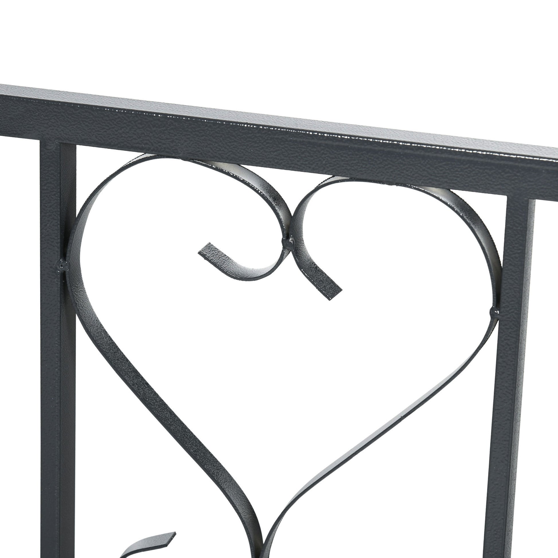 Outsunny 81" Metal Garden Arbor With Double Doors, Locking Gate, Climbing Vine Frame With Heart Motifs, Arch For Wedding, Bridal Party Decoration, Grey Black Steel