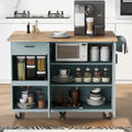 K&K Kitchen Island With Foldable Counter Top, Kitchen Storage Cart With Slide Out Shelf, Towel Rack And Drawer, Rolling Kitchen Cart On Wheels, For Kitchen, Living Room, Dining Room, Grey Blue Grey Blue Brown Kitchen Classic,Farmhouse,Luxury,Modern