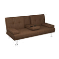 Coffee Foldable Sofa Bed With Cup Holder Coffee Wood Medium Firm Foam Tech Cloth 2 Seat