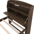 Twin Size Wooden Led Platform Bed With Trundle, With Storage Headboard, With Drawers, Brown Twin Brown Plywood