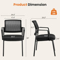 Mesh Back Stacking Arm Chairsupholstered Fabric Stacking Chairs, Sturdy Metal Stacking Chairs,Black, 2 Pack Black Abs
