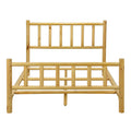 Farmhouse Log Bed Frame Queen Rustic Style Pure Solid Pine Cylinder Construction Bed Fits Mattresses And Box Springs, Natural Finish Queen Natural Pine