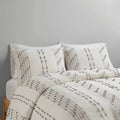 3 Piece Cotton Jacquard Comforter Set Ivory Full Queen Queen Ivory Cotton