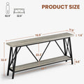 70.9 Inch Extra Long Sofa Table, Console Behind Sofa, Entryway Table With 2 Tier Storage Shelves For Hallways, Living Rooms,Foyers,Entryways,Banquet Rooms,Rustic Gray And Black, 70.9 L X 11.8