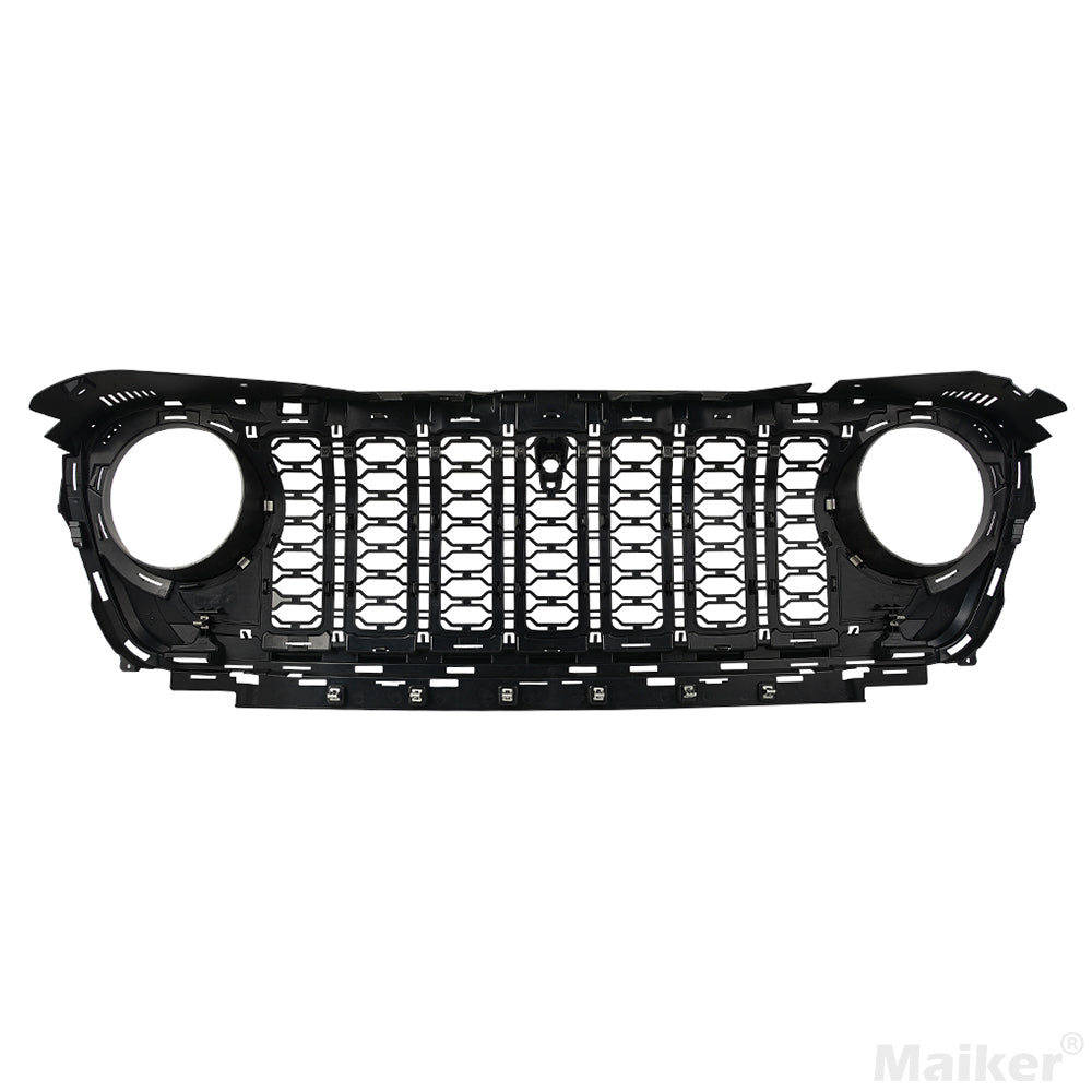 Front Mesh Grille Grid Grill For 2018 2024 Jeep Wrangler Rubicon Sahara Sport Jl Jt Grill With Camera Hole Black Plastic Black Abs