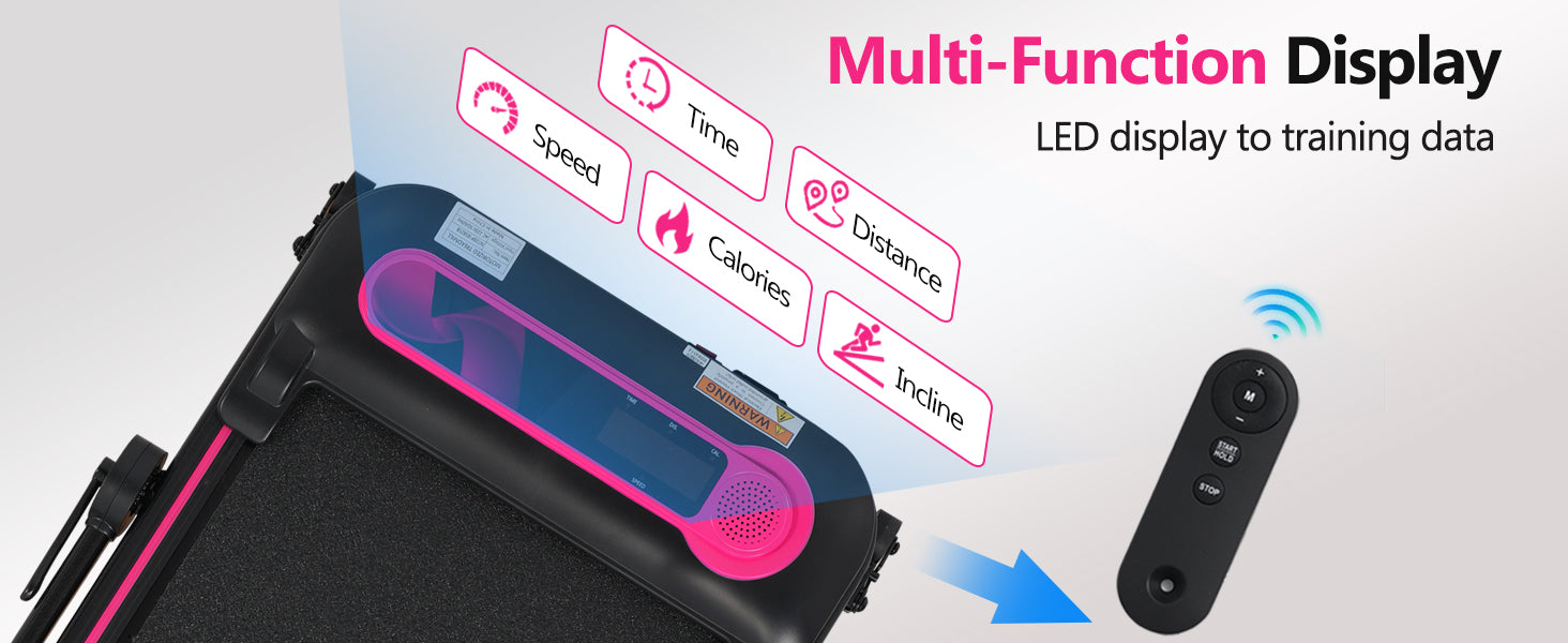 Folding Walking Pad Under Desk Treadmill For Home Office 2.5Hp Walking Treadmill With Incline 0.5 7.5Mph 300Lbs Capacity Treadmill For Walking Running Two Ways To Adjust Speed Indoor Fitness Pink