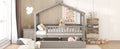 Full Size Wooden House Bed With Twin Size Trundle, Gray Full Gray Solid Wood Mdf