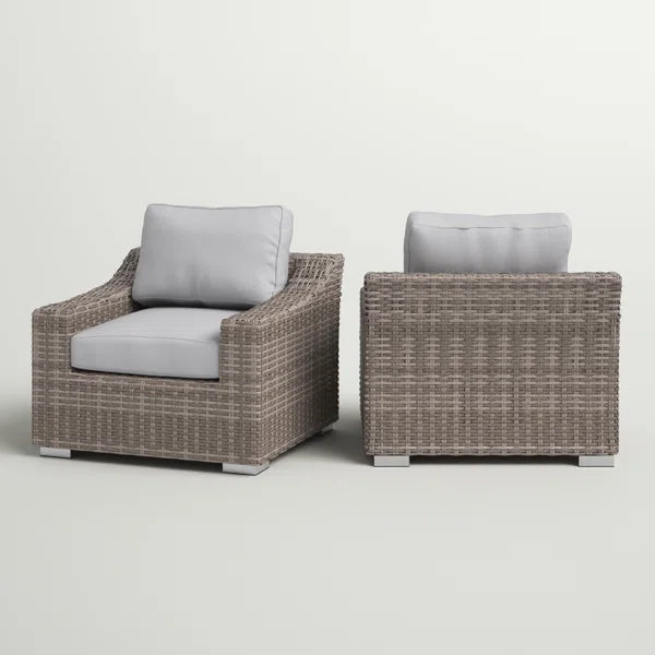 Fully Assembled Patio Chair With Cushions 2 Grey Mix Wicker