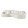 122.04 Inch Oversized Sectional Sofa, Modern Couch With Chaise, Comfy Sofa Couch With Left Facing Chaise, White Corduroy Sofa White Corduroy 3 Seat