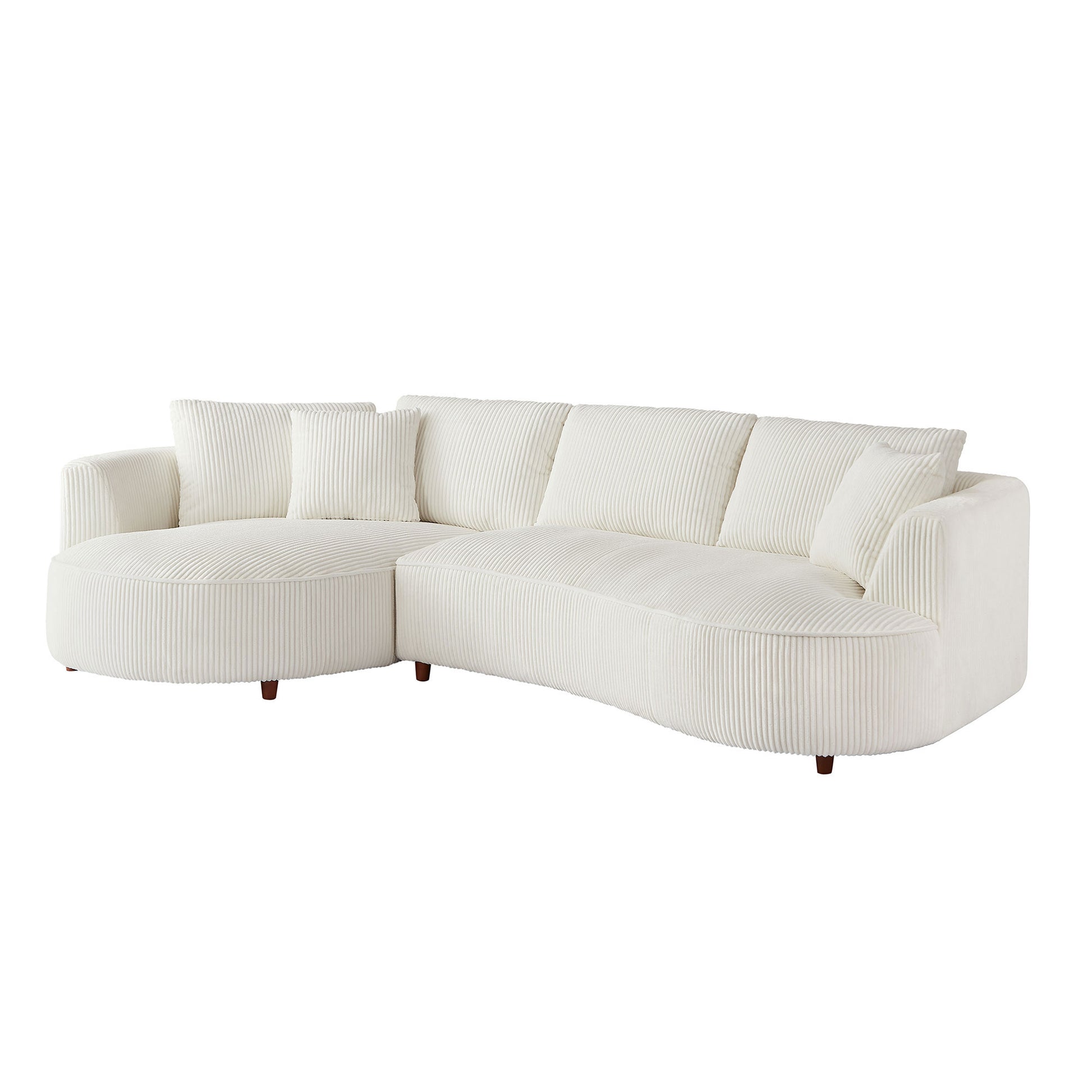 122.04 Inch Oversized Sectional Sofa, Modern Couch With Chaise, Comfy Sofa Couch With Left Facing Chaise, White Corduroy Sofa White Corduroy 3 Seat