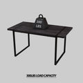 Mdf Black Wooden Dining Table And Modern Dining Chair 4 Piece Set, Medieval Wooden Kitchen Dining Table Set, Rectangular Metal Base, Dining Table And Suede Chair Black Brown Mdf
