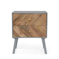 Mango Wooden Mdf Fitted 2 Drawer Cabinet Kd Legs Natural Wood