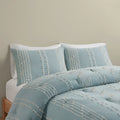 3 Piece Cotton Jacquard Comforter Set Aqua Full Queen Queen Aqua Cotton