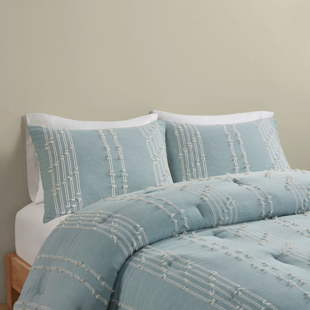 3 Piece Cotton Jacquard Comforter Set Aqua Full Queen Queen Aqua Cotton