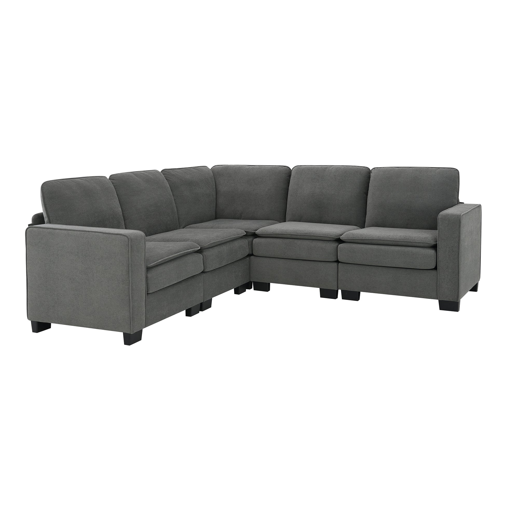 89*89" Oversized Velvet Modern Sectional Sofa,Large L Shaped Upholstered Indoor Furniture With Double Cushions,5 Seat Cloud Corner Couch For Living Room,Apartment,Office,2 Colors Gray Fabric 5 Seat