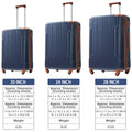 Hardshell Luggage Sets 3 Pcs Spinner Suitcase With Tsa Lock Lightweight 20''24''28'' Inky Blue Abs