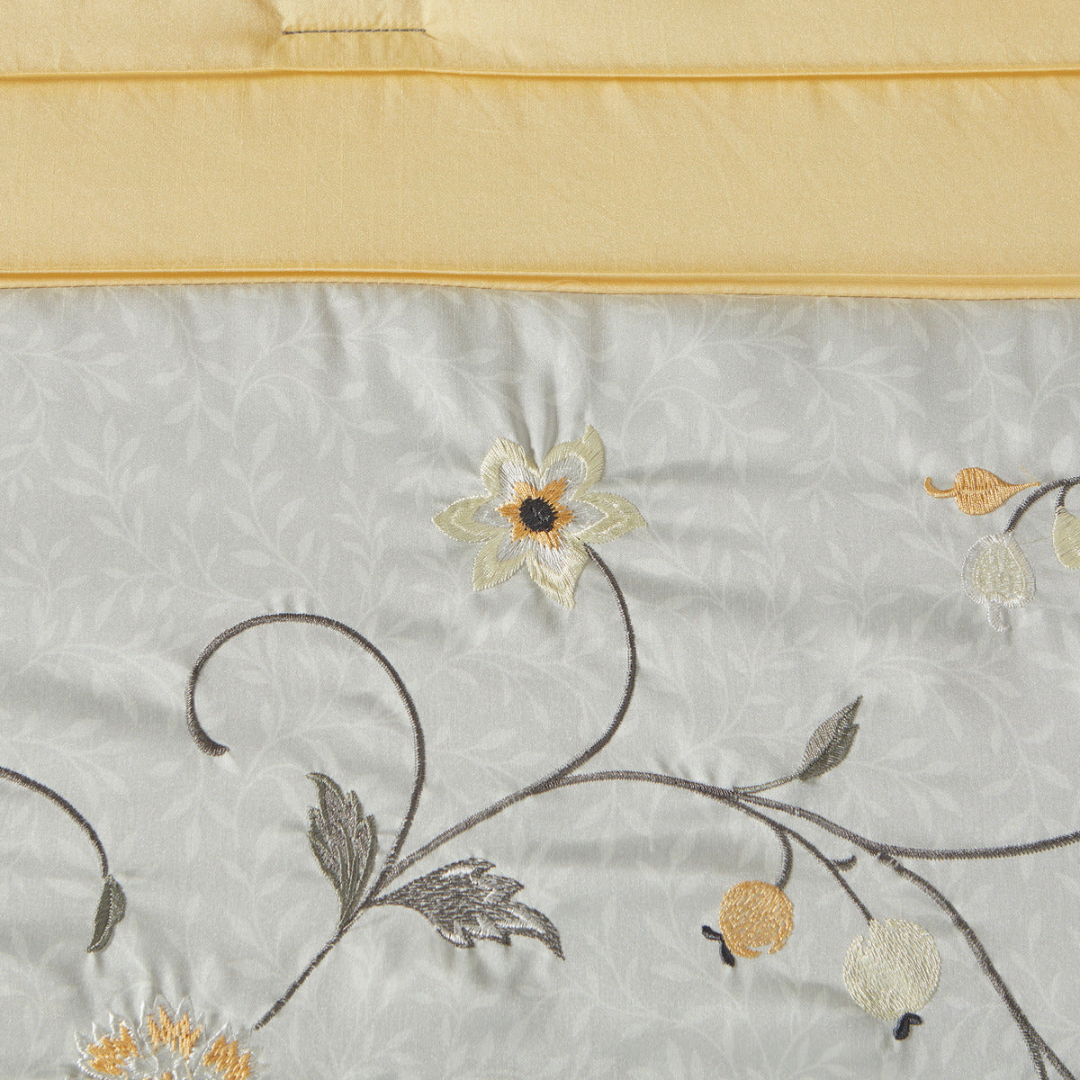 Embroidered 7 Piece Comforter Set Yellow Cal King California King Yellow Polyester