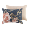 8 Piece Cotton Comforter Set Navy King King Navy Polyester