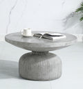 Weathered Grey Coffee Table With Round Top And Pedestal Base Grey Primary Living Space Round Cement Pedestal