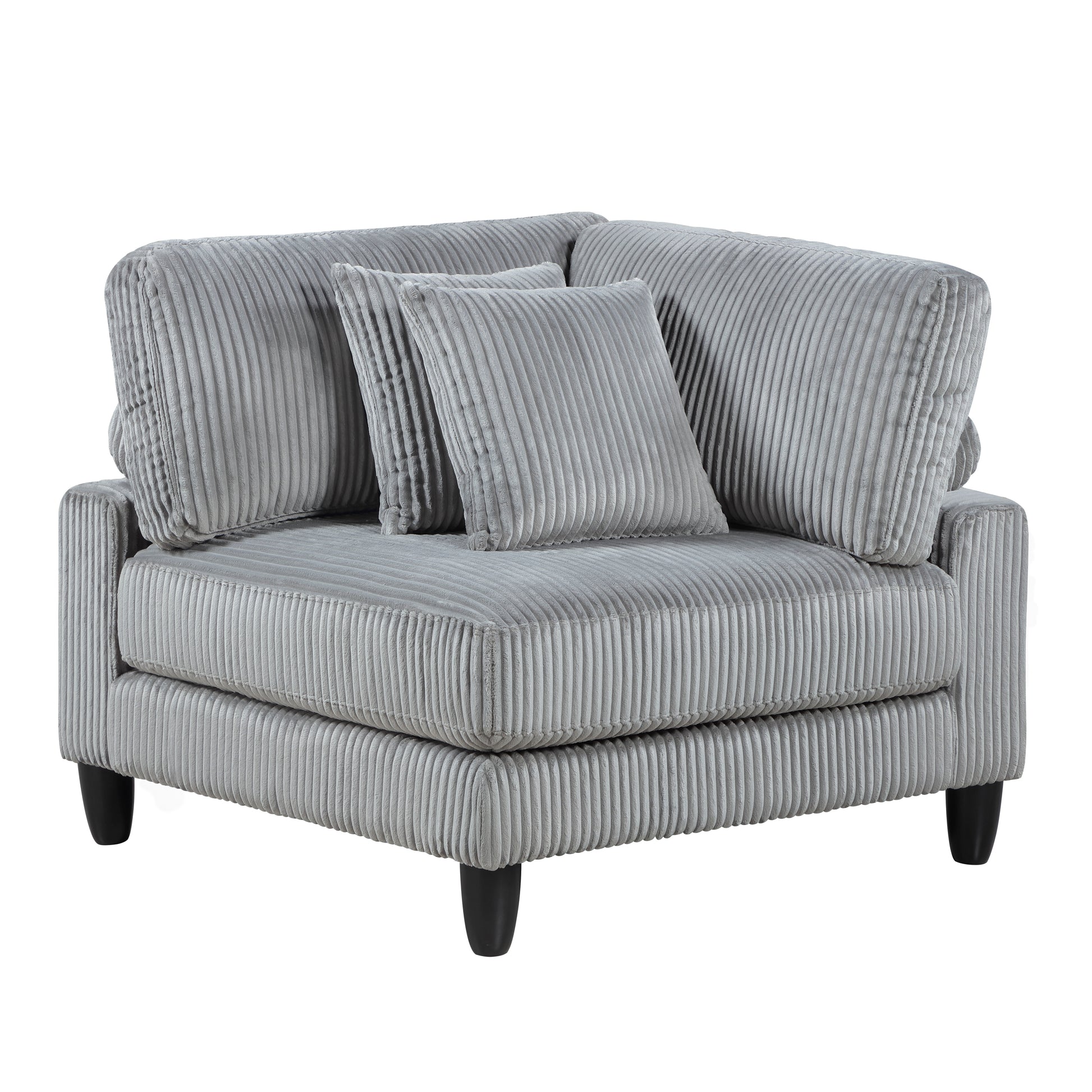 5Pc Modular Sectional Set Gray Corduroy Upholstery 2X Armless Chairs 3X Corner Seats Soft Pillows Living Room Furniture Gray Corduroy Wood Primary Living Space Contemporary,Modern Modular
