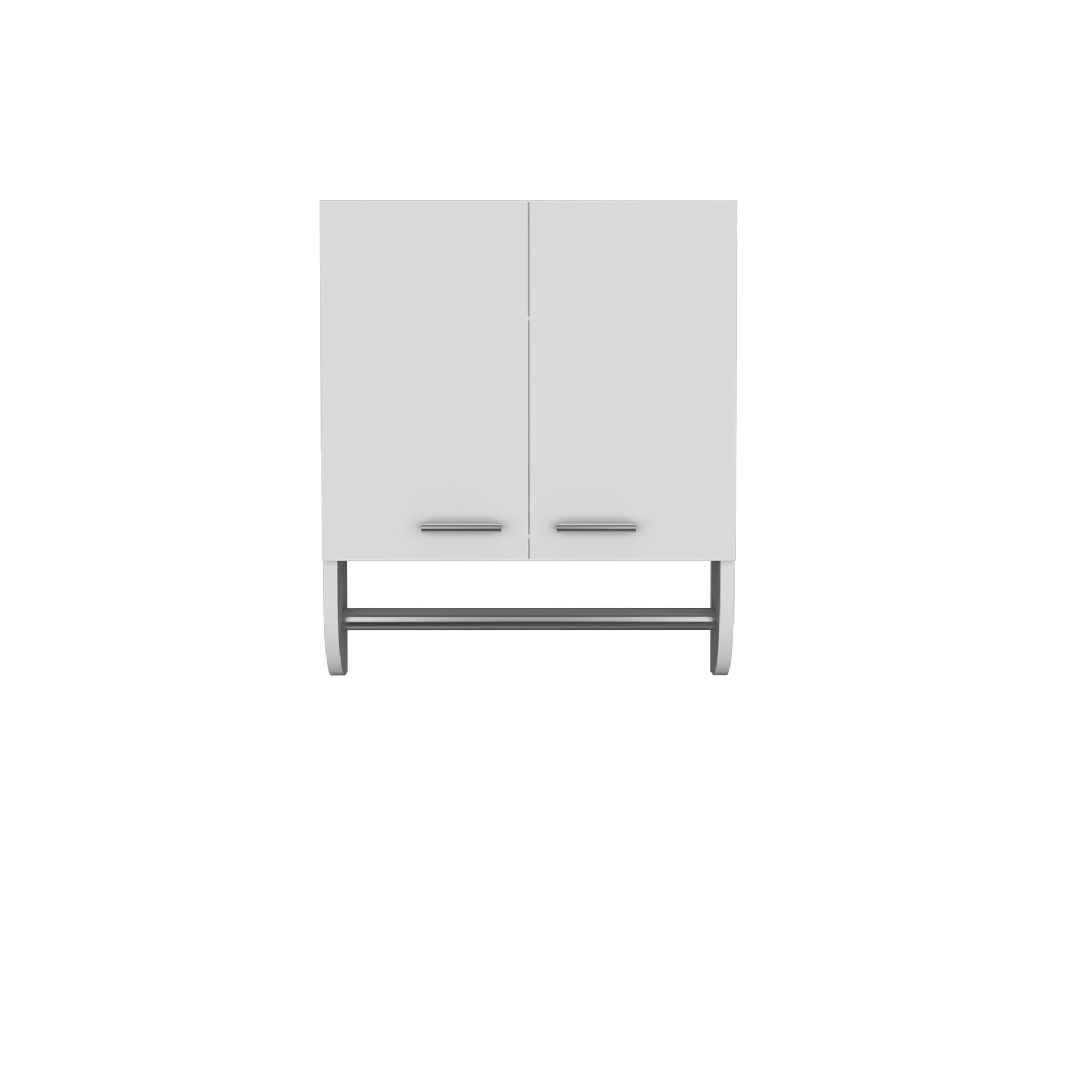 Optim Medicine Cabinet With Towel Holder 17.4" Wide Medice Cabinet Organizer With Two Interior Shelves And Tower Holder For Bathroom, Kitchen, Mudroom White Modern Particle Board