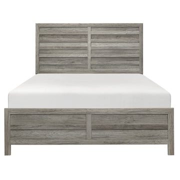 Weathered Gray Finish Queen Bed 1Pc Wooden Rustic Style Bedroom Furniture Box Spring Required Queen Gray Wood Bedroom Panel Wood