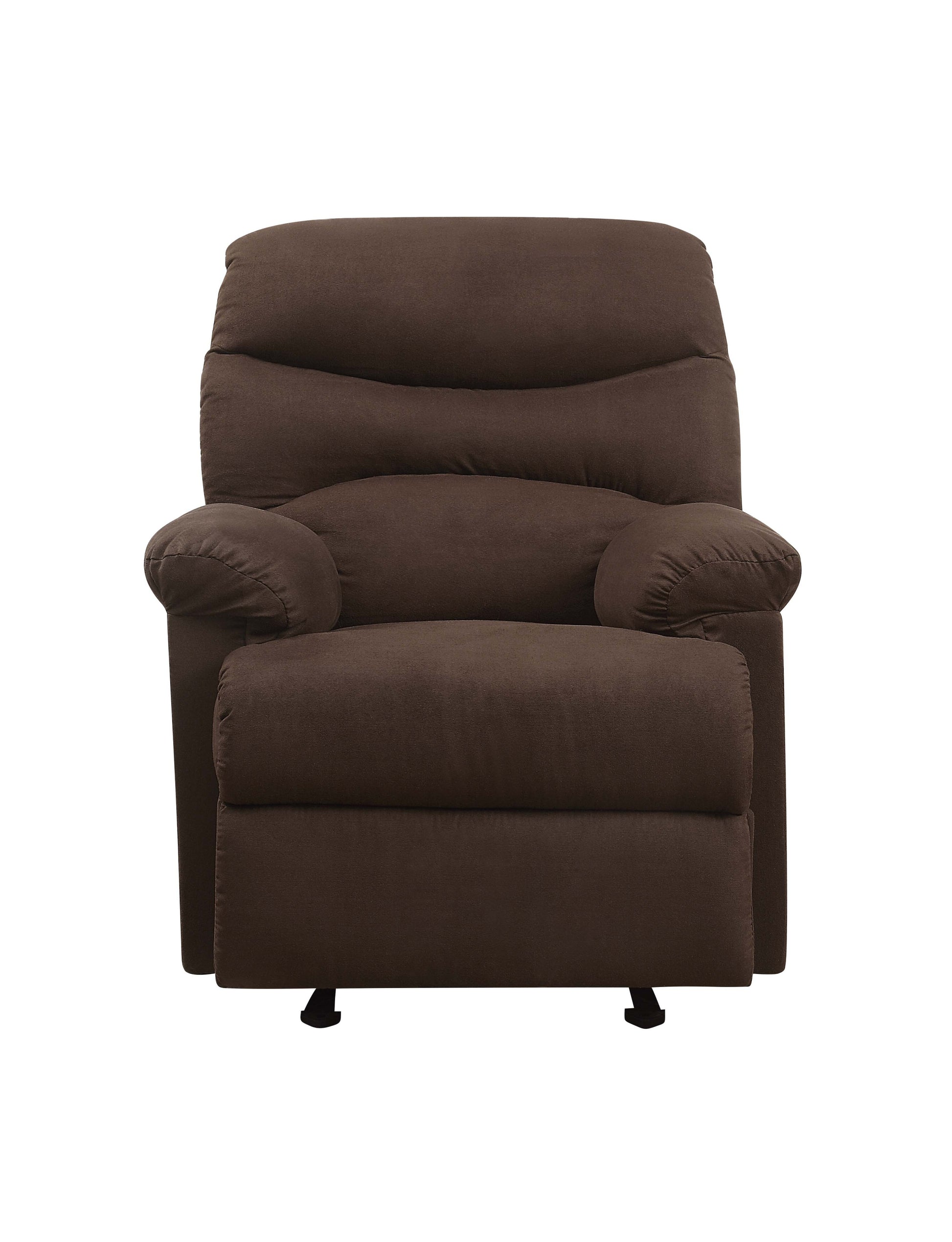 Chocolate Glider Recliner With Pillow Top Armrest Chocolate Microfiber Manual Handle Metal Primary Living Space Tight Back Handle Pillow Top Arms Fabric Metal