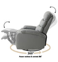 Rocking Recliner Chair,360 Degree Swivel Nursery Rocking Chair,Glider Chair,Modern Small Rocking Swivel Recliner Chair For Bedroom,Living Room Chair Home Theater Seat Dark Grey Gray Gray Faux Leather Manual Push Button Primary Living Space Soft Loose